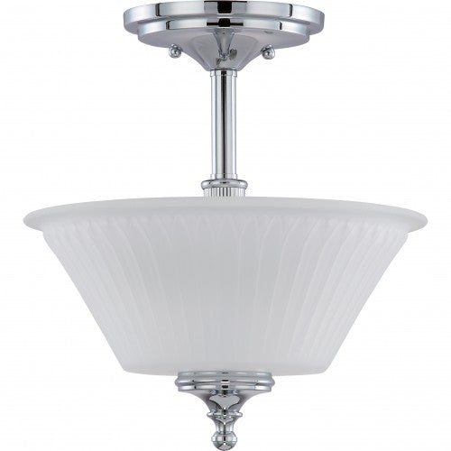2-Light Polished Chrome Semi-Flush Ceiling Lamp with Frosted Etched Glass – Modern Fixture