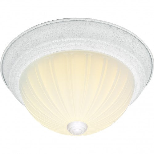 2-Light 11" Dome Flush Mount Ceiling Light – White Finish with Frosted Melon Glass and GU24 Bulbs Included
