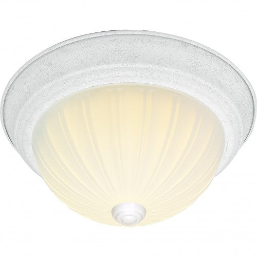 2-Light 13" Dome Flush Mount Ceiling Light – White Finish with Frosted Melon Glass and GU24 Bulbs Included