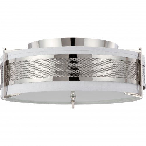 4-Light Large Flush Mount Ceiling Light – Polished Nickel Finish with Slate Gray Shade & Frosted Diffuser