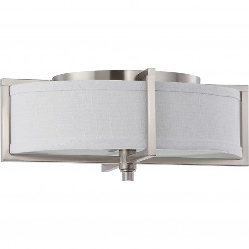 2-Light Oval Brushed Nickel Flush Mount Ceiling Lamp with Slate Gray Shade – Modern Fixture