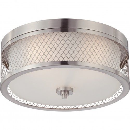3-Light Dome Flush Mount Ceiling Light in Brushed Nickel with Frosted Glass