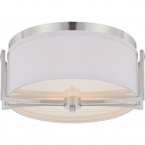 2-Light Brushed Nickel Flush Mount Ceiling Lamp – Modern Close-to-Ceiling Fixture