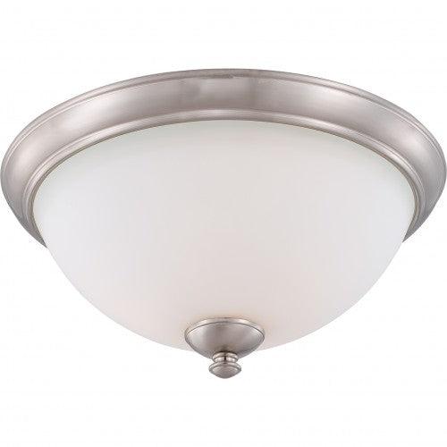 3-Light Brushed Nickel Flush Mount Ceiling Light with Frosted Glass – Modern Close-to-Ceiling Fixture