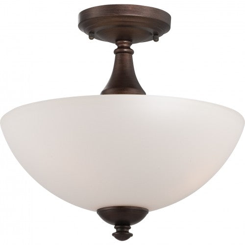 3-Light Prairie Bronze Semi-Flush Ceiling Lamp with Etched Opal Glass – Modern Close-to-Ceiling Fixture