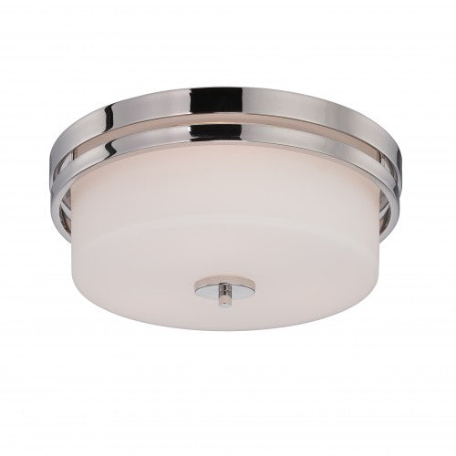 3-Light Polished Nickel Flush Mount Ceiling Lamp with Etched Opal Glass – Modern Close-to-Ceiling Fixture