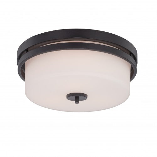 3-Light Close-to-Ceiling Flush Mount Lamp – Aged Bronze with Etched Opal Glass | Modern Indoor Lighting