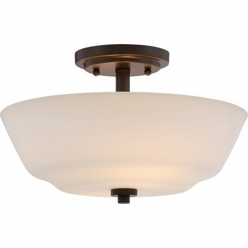 Willow 2-Light Semi-Flush Mount Ceiling Light – White Glass