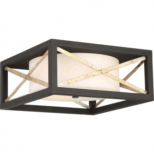 Boxer 2-Light Flush Mount Ceiling Fixture – White Glass