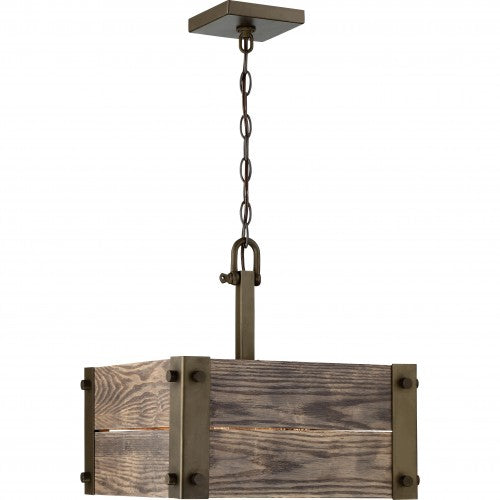 Winchester 4-Light Square Pendant – Aged Wood Finish