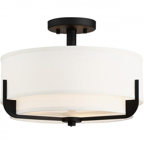 Frankie 3-Light Semi-Flush Mount Ceiling Fixture – Aged Bronze with White Glass