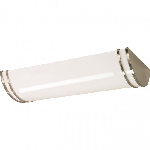 3-Light 25" Linear Flush Mount Ceiling Light – White Finish with Brushed Nickel Trim
