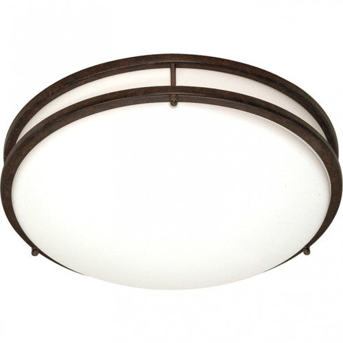 3-Light Medium Round Flush Mount Ceiling Light – White Finish with Old Bronze Trim and GU24 Bulbs Included