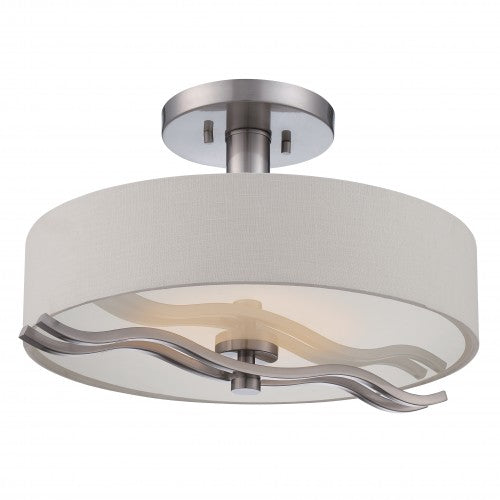 1-Light Semi Flush Mount LED Ceiling Light in Brushed Nickel Finish – Modern Indoor Ceiling Fixture