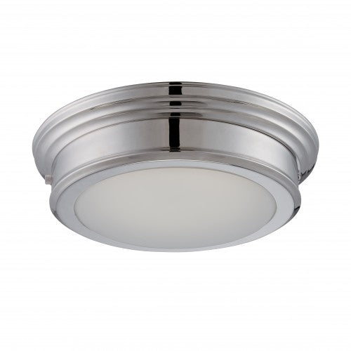 1-Light LED Polished Nickel Flush Mount Ceiling Light – Modern Fixture