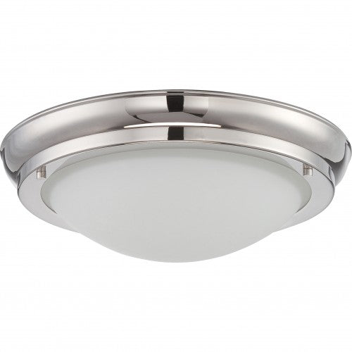 Medium LED Flush Mount Ceiling Light with Satin White Glass – White Finish