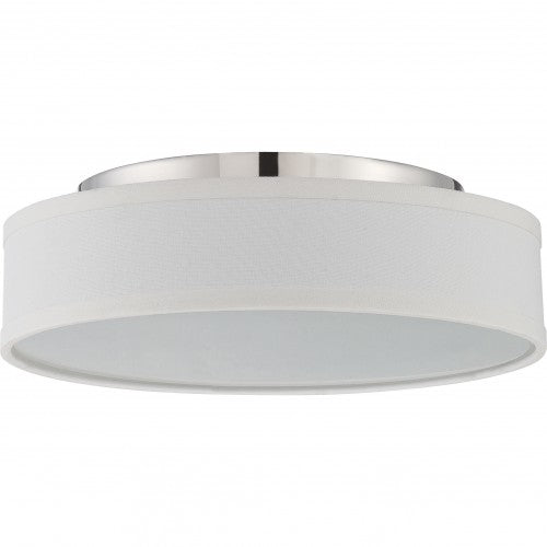 LED Flush Mount Ceiling Light with White Linen Shade