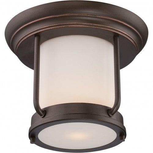LED Outdoor Flush Mount Ceiling Light with Satin White Glass