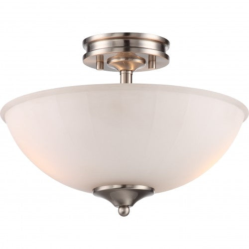 Tess 2-Light LED Semi-Flush Dome Ceiling Fixture – Brushed Nickel Finish