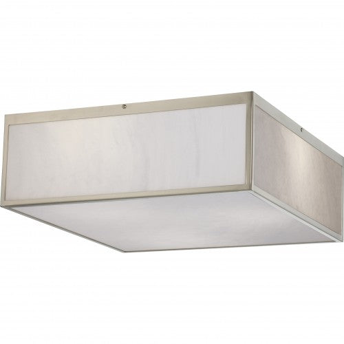 Crate 17" LED Flush Mount Ceiling Light – Gray Marbleized Acrylic Panels with Brushed Nickel Finish