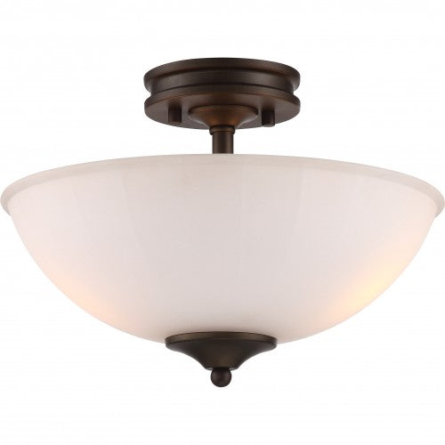 Tess 2-Light Semi-Flush Mount Dome Ceiling Fixture – Forest Bronze Finish