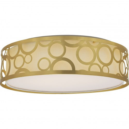 Energy Star 15" Filigree 1-Light LED Flush Mount Ceiling Fixture – Natural Brass Finish