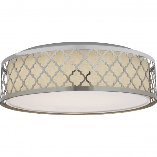 1-Light 15" Polished Nickel Filigree LED Decorative Ceiling Light – Modern Flush Mount | HLCLN60068