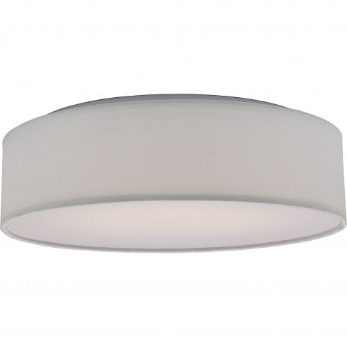 Modern 1-Light 15" LED Flush Mount Ceiling Lamp with White Fabric Shade