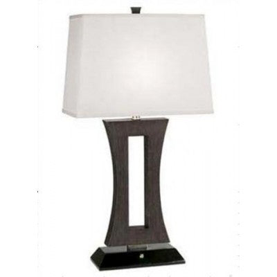 Espresso/Black Table Lamp for Holiday Inn Urban – White Hardback Shade with Wood & Metal Base
