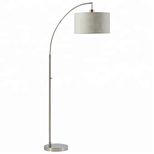 69" Rivet Steel Arc Floor Lamp with Grey Linen Shade – HLHF6005