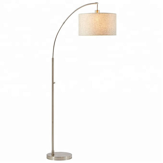 69" Rivet Steel Arc Floor Lamp with Grey Linen Shade – HLHF6005