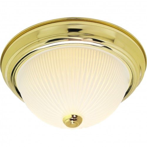 2-Light 13-Inch Close-to-Ceiling Flush Mount LED Ceiling Fixture with Frosted Ribbed Glass – HLCLN60157