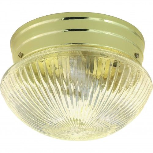 1-Light 8-Inch Close-to-Ceiling Flush Mount LED Ceiling Fixture with Small Clear Ribbed Mushroom Glass – HLCLN60144