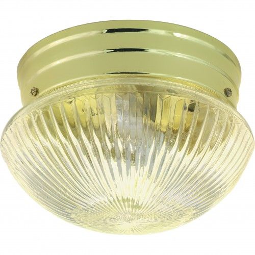 2-Light 10-Inch Close-to-Ceiling Flush Mount LED Ceiling Fixture with Medium Clear Ribbed Mushroom Glass – HLCLN60142