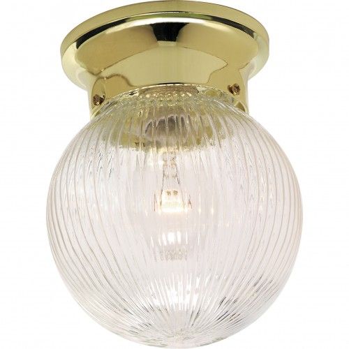 1-Light 6-Inch Close-to-Ceiling Flush Mount LED Ceiling Fixture with Clear Ribbed Glass Ball – HLCLN60140