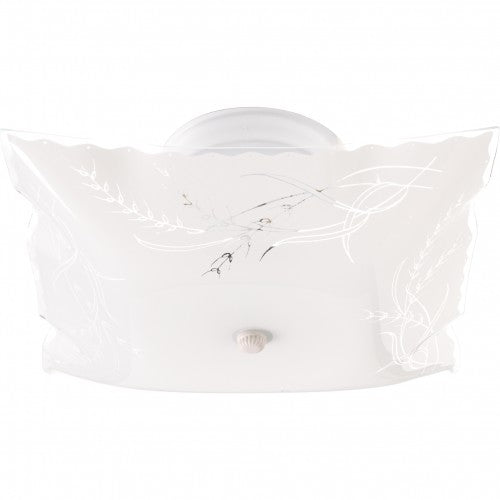 2-Light 12-Inch Square Close-to-Ceiling Semi-Flush LED Ceiling Fixture with Wheat Design and Ruffled Edge – HLCLN60136