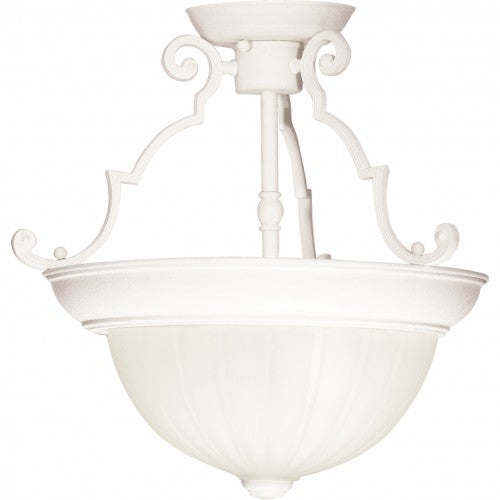2-Light 13-Inch Close-to-Ceiling Semi-Flush LED Ceiling Fixture with Frosted Dome Melon Glass – HLCLN60129