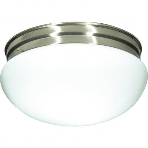 2-Light 12-Inch Close-to-Ceiling LED Flush Mount Ceiling Fixture with Large White Mushroom Glass – HLCLN60122