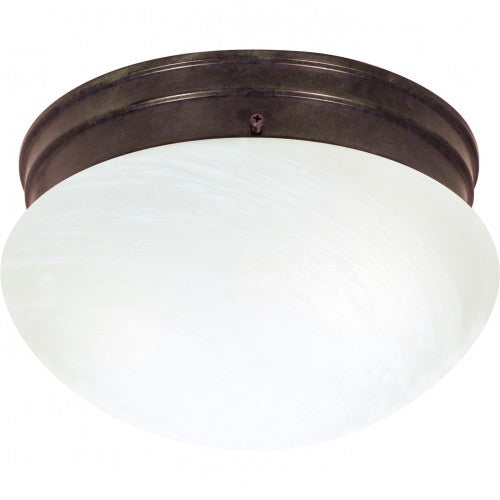 2-Light 10" Flush Mount Ceiling Light with Medium Alabaster Mushroom Glass – Modern Close-to-Ceiling Fixture | HLCLN60056