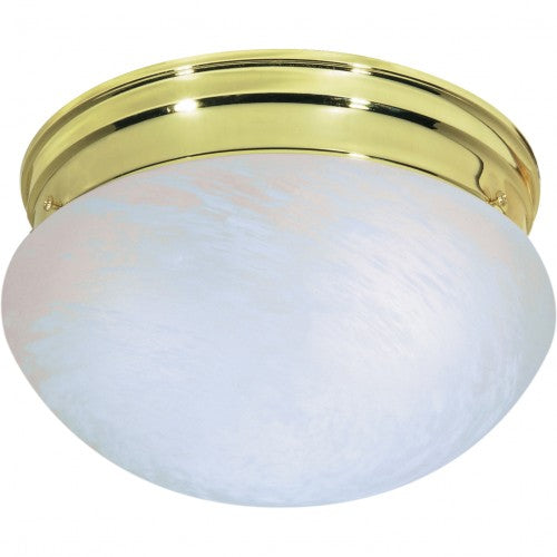 2-Light 10" Flush Mount Ceiling Light with Medium Alabaster Mushroom Glass – Modern Close-to-Ceiling Fixture | HLCLN60054