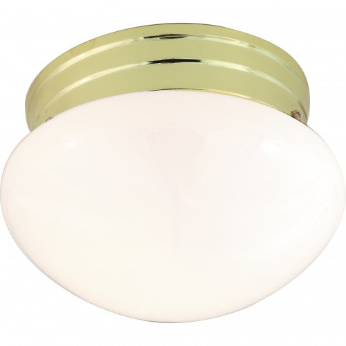 1-Light 8" Flush Mount Ceiling Light with White Mushroom Glass – Modern Close-to-Ceiling Fixture | HLCLN60050