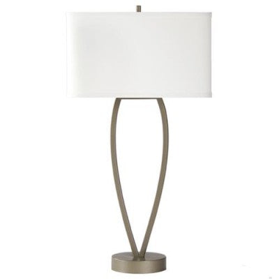 Bedside Table Lamp for Hotel – Satin Nickel Metal Base with White Linen Shade