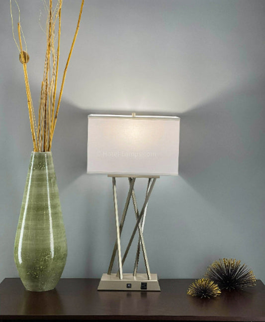 Architectural Table Lamp – Modern Angled Design with Outlet Charging Port