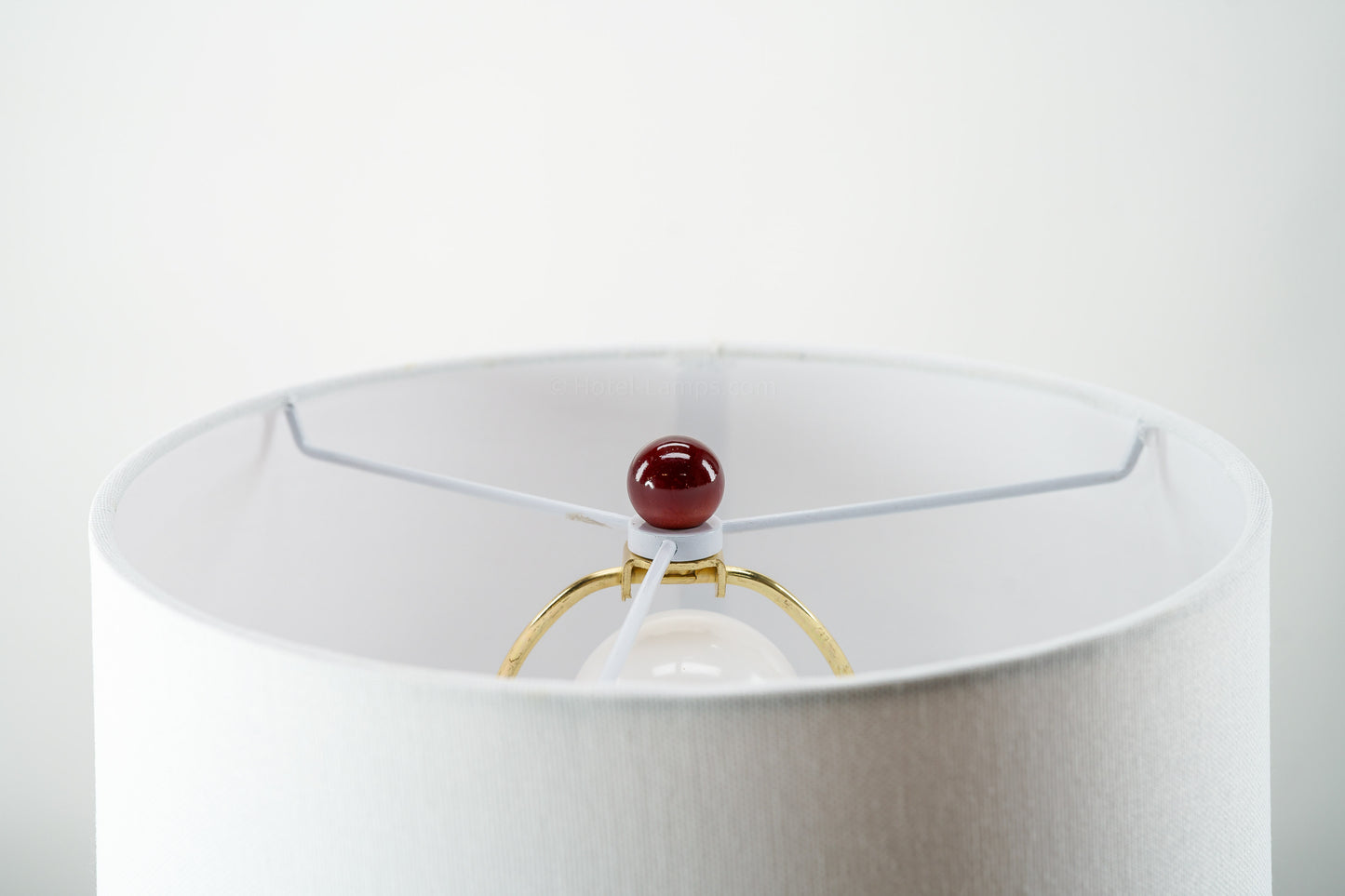 Baby Blue Ceramic Sphere Table Lamp with Red Accents – USB & Outlet Charging Ports