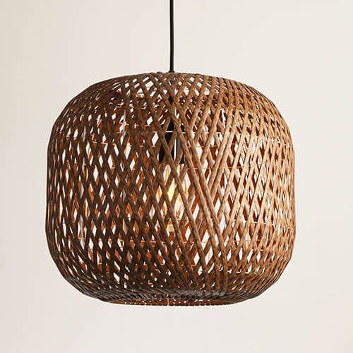 Bamboo Pendant Light – 15.7” Natural Wood Hanging Ceiling Lamp (UL Listed)