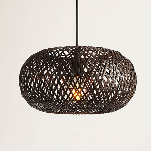 Bamboo Pendant Light – 15.7” Wide Natural Wood Ceiling Fixture (UL Listed)