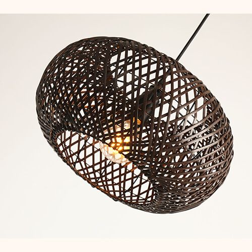 Bamboo Pendant Light – 15.7” Wide Natural Wood Ceiling Fixture (UL Listed)