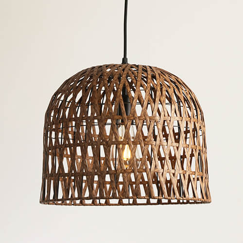 Bamboo Pendant Light – 13.8” Natural Wood Hanging Ceiling Lamp (UL Listed)