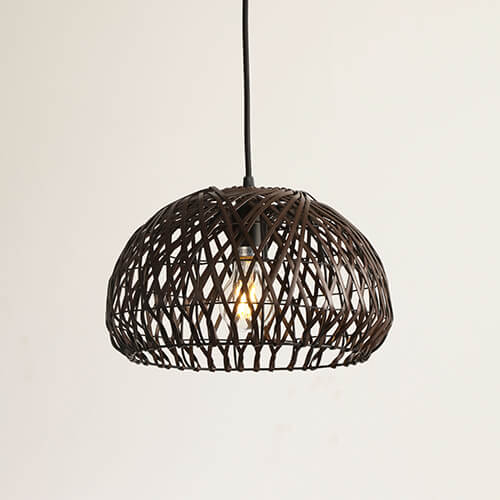 Low-Profile Bamboo Pendant Light – 11.8” Natural Wood Ceiling Lamp (UL Listed)
