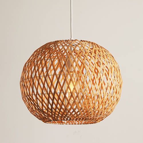 Bamboo Pendant Light – 9.8” Natural Hanging Ceiling Lamp (UL Listed)